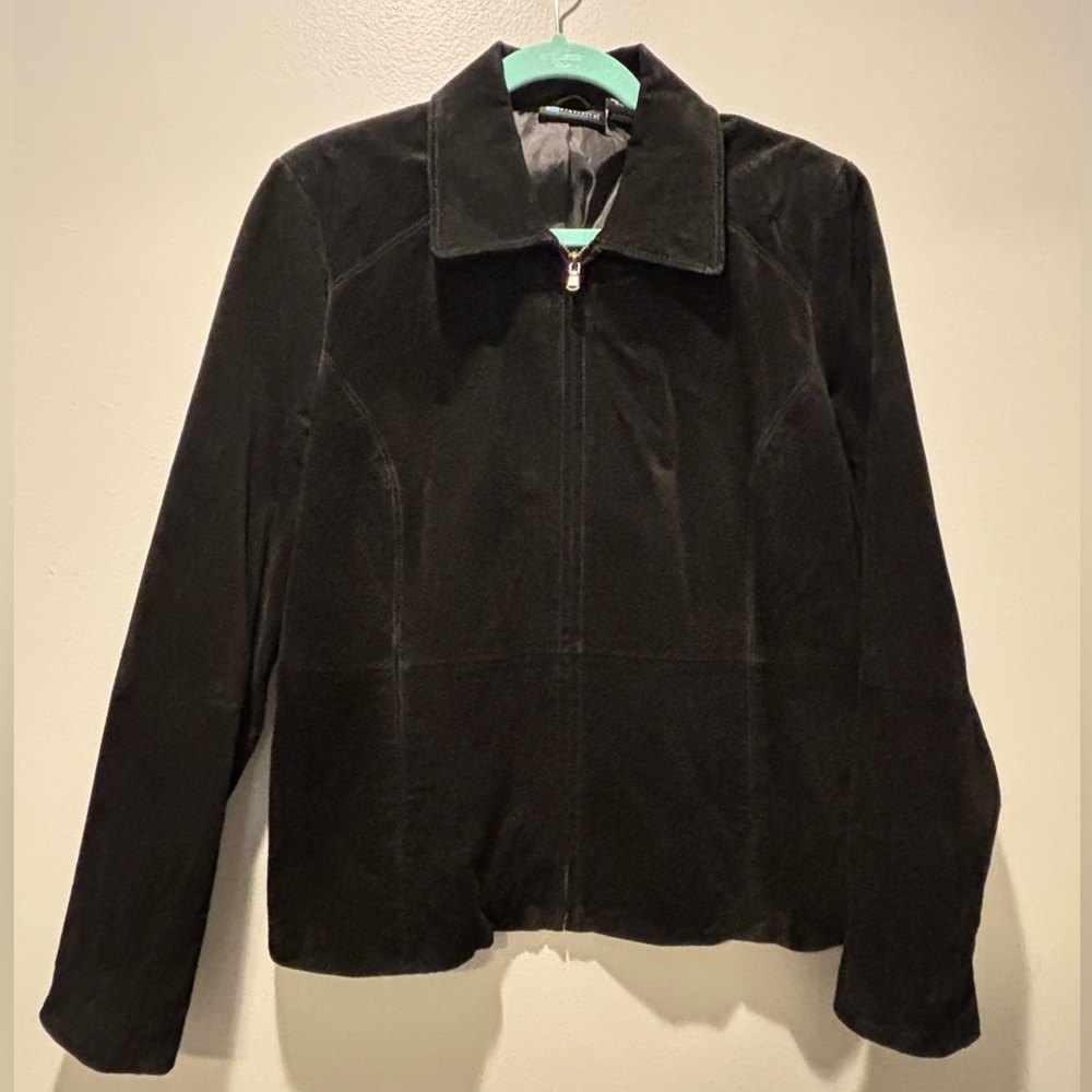 Relativity 100% Genuine Leather Black Bomber Jacket (Feels Like Suede) – Size XL